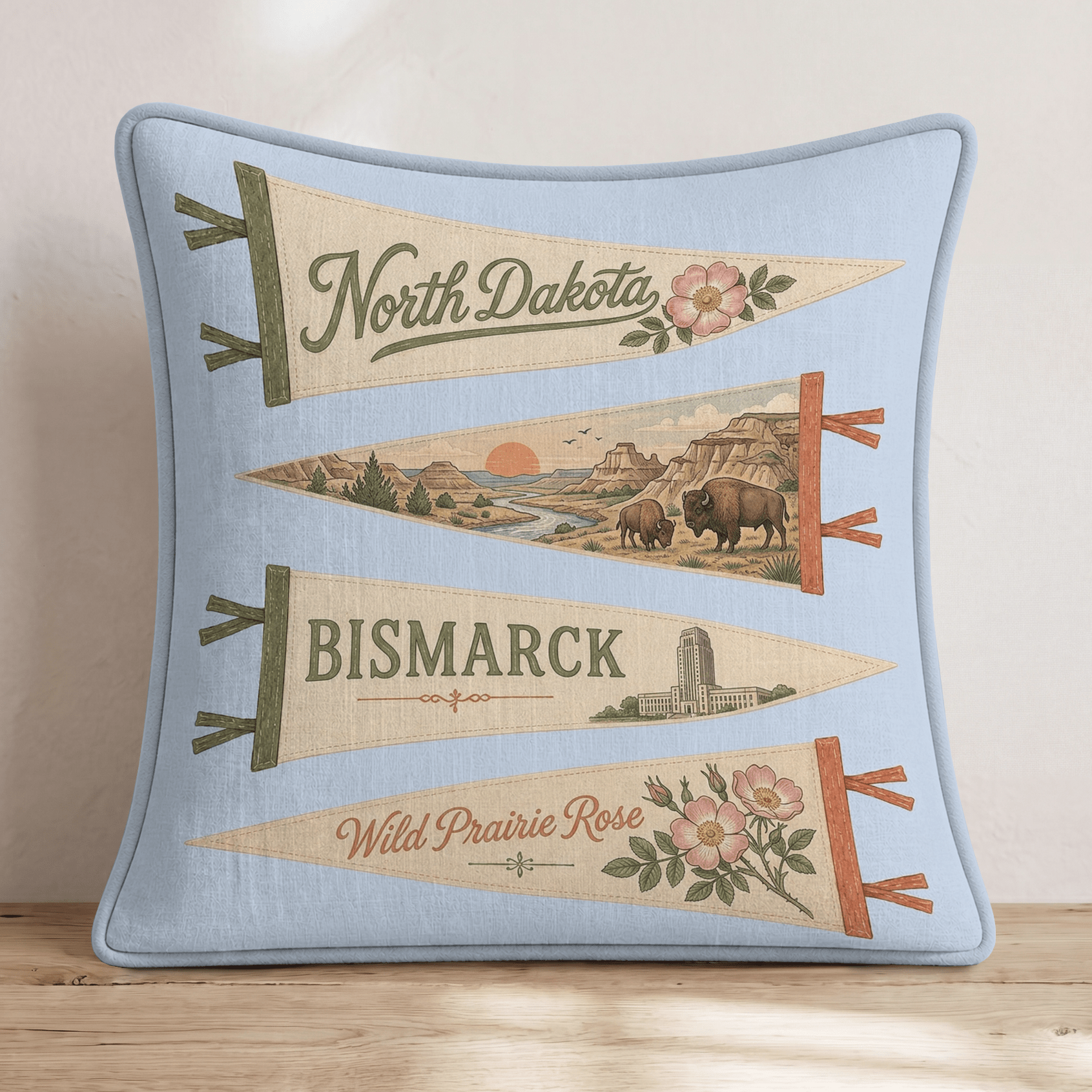 North Dakota Pennant Throw Pillow - Hillcroft Home