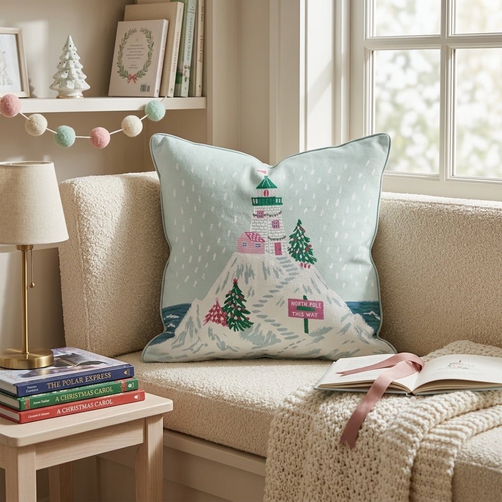 North Pole Lighthouse Peak Throw Pillow - Hillcroft Home