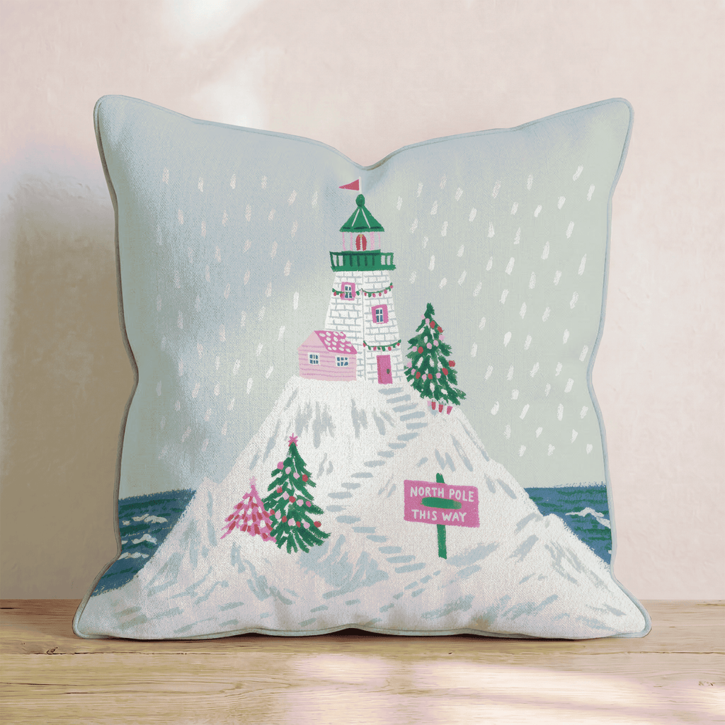 North Pole Lighthouse Peak Throw Pillow - Hillcroft Home