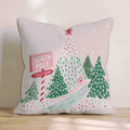 North Pole Signpost Trees Throw Pillow - Hillcroft Home