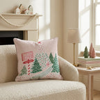 North Pole Signpost Trees Throw Pillow - Hillcroft Home