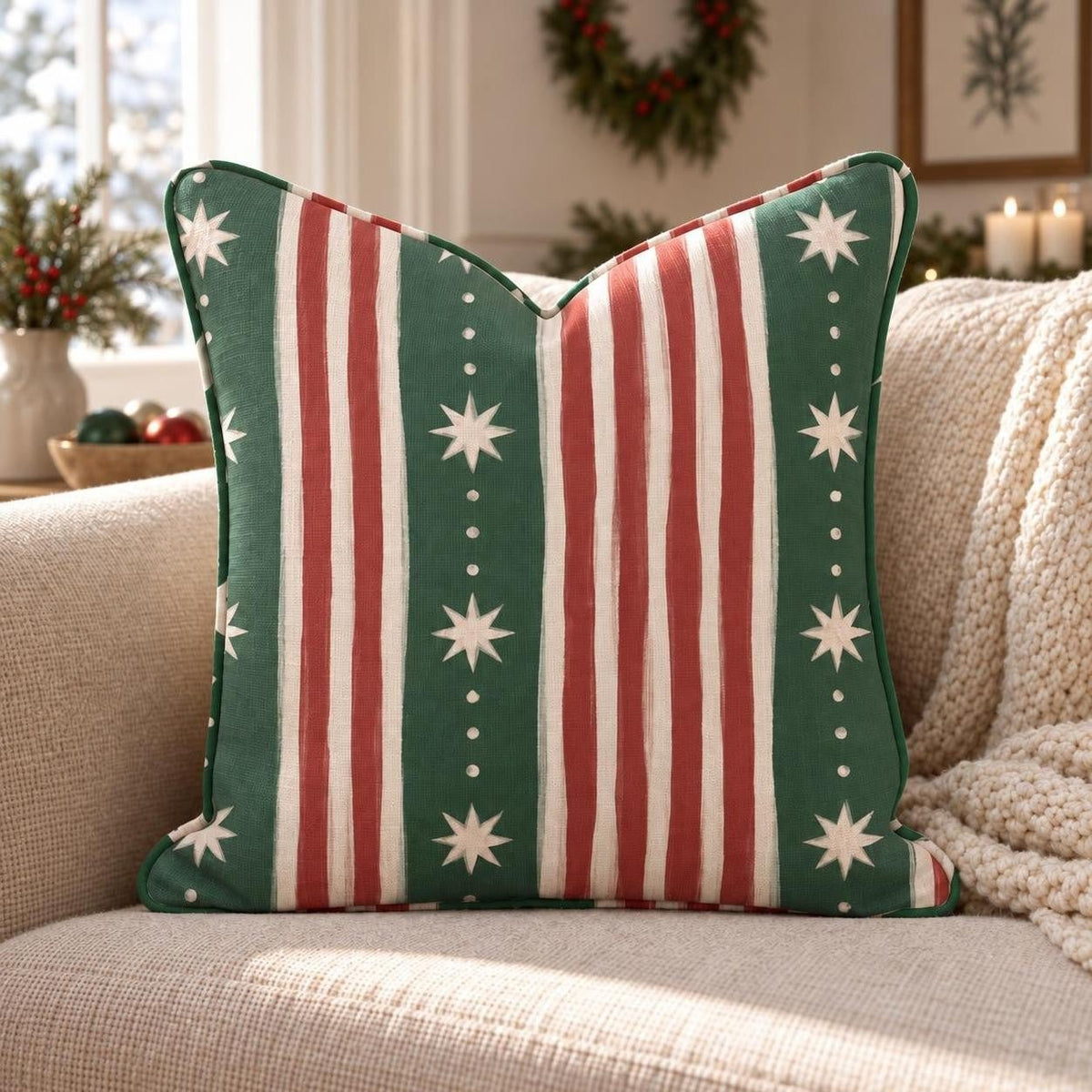 North Star Stripe Throw Pillow throw pillow - Hillcroft Home