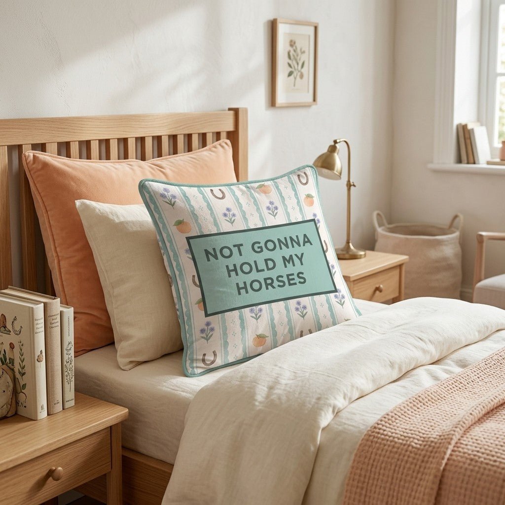 Not Gonna Hold my Horses Throw Pillow - Hillcroft Home