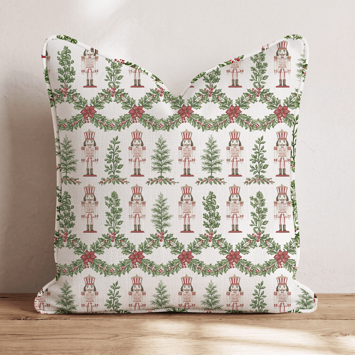 Nutcracker Poinsettia Throw Pillow throw pillow - Hillcroft Home