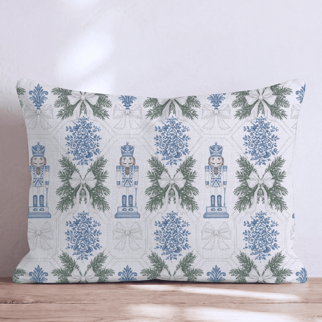 Nutcracker Suite in Blue Throw Pillow throw pillow - Hillcroft Home