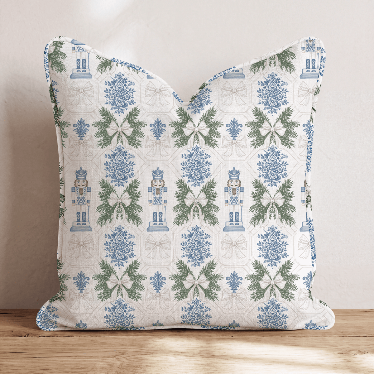 Nutcracker Suite in Blue Throw Pillow throw pillow - Hillcroft Home