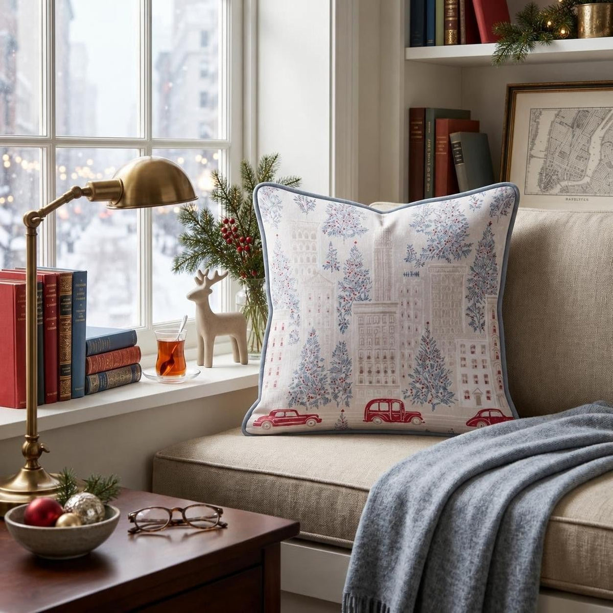 NYC Christmas Central Park Throw Pillow throw pillow - Hillcroft Home