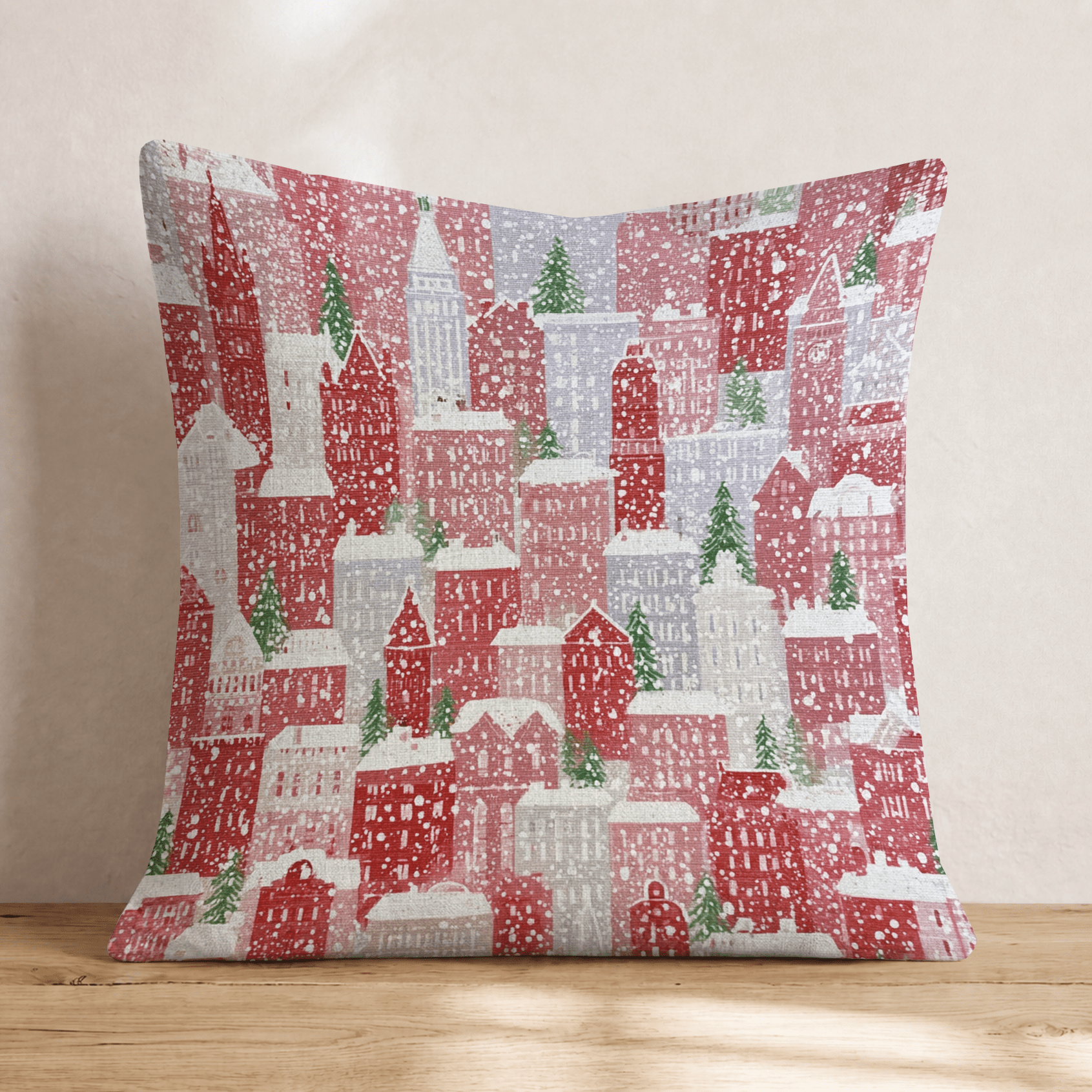 NYC Christmas Holiday Glow Throw Pillow - Hillcroft Home