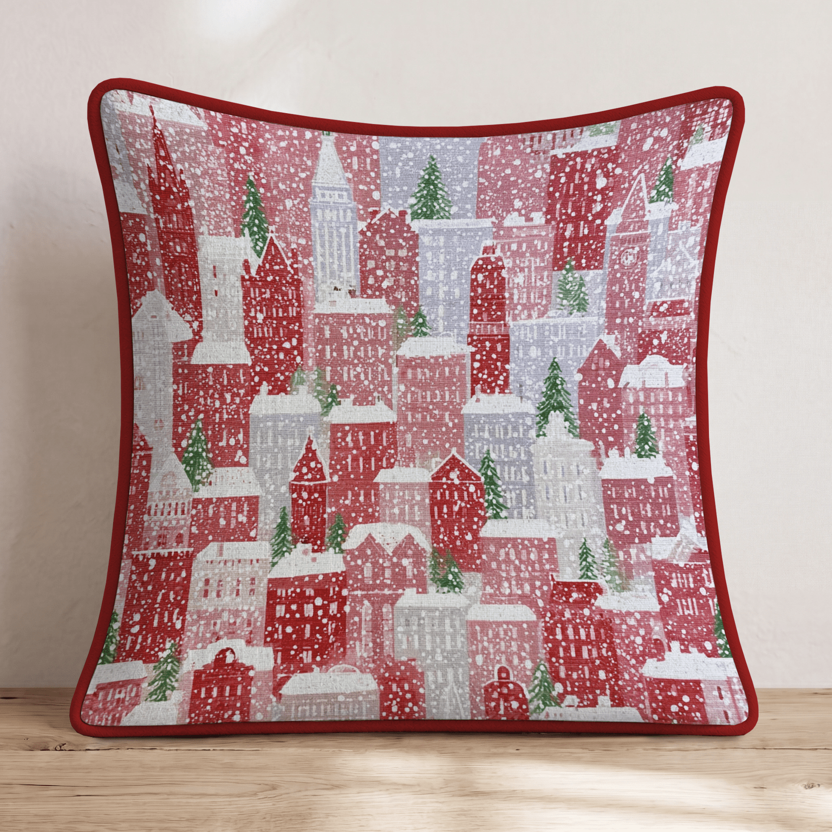 NYC Christmas Holiday Glow Throw Pillow - Hillcroft Home