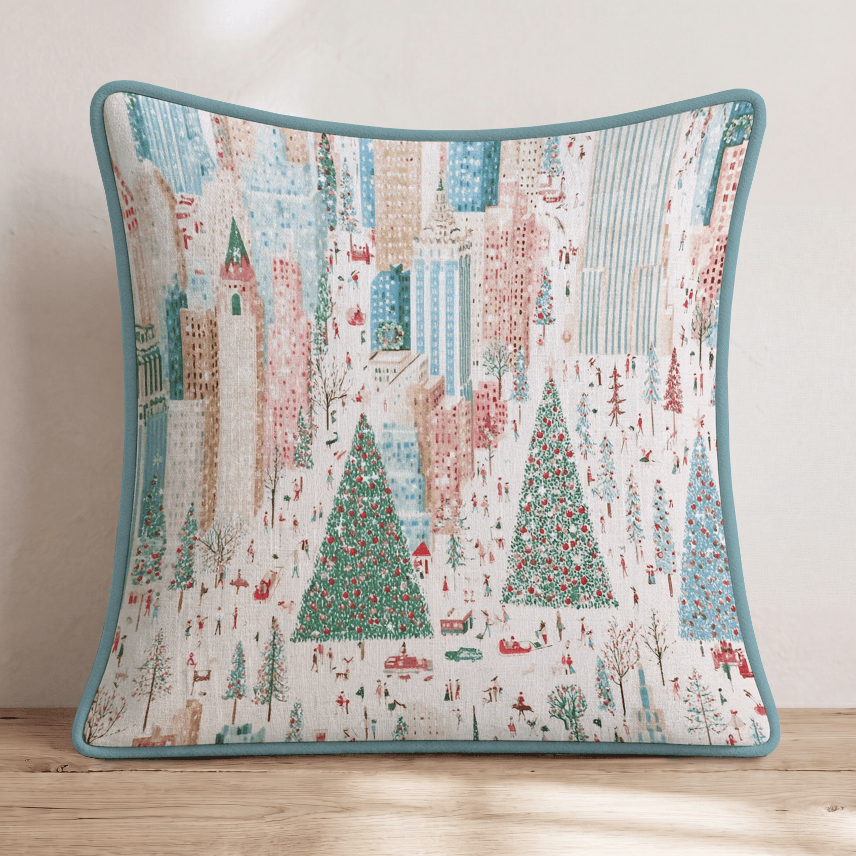 NYC Christmas Winter Wonderland Throw Pillow - Hillcroft Home