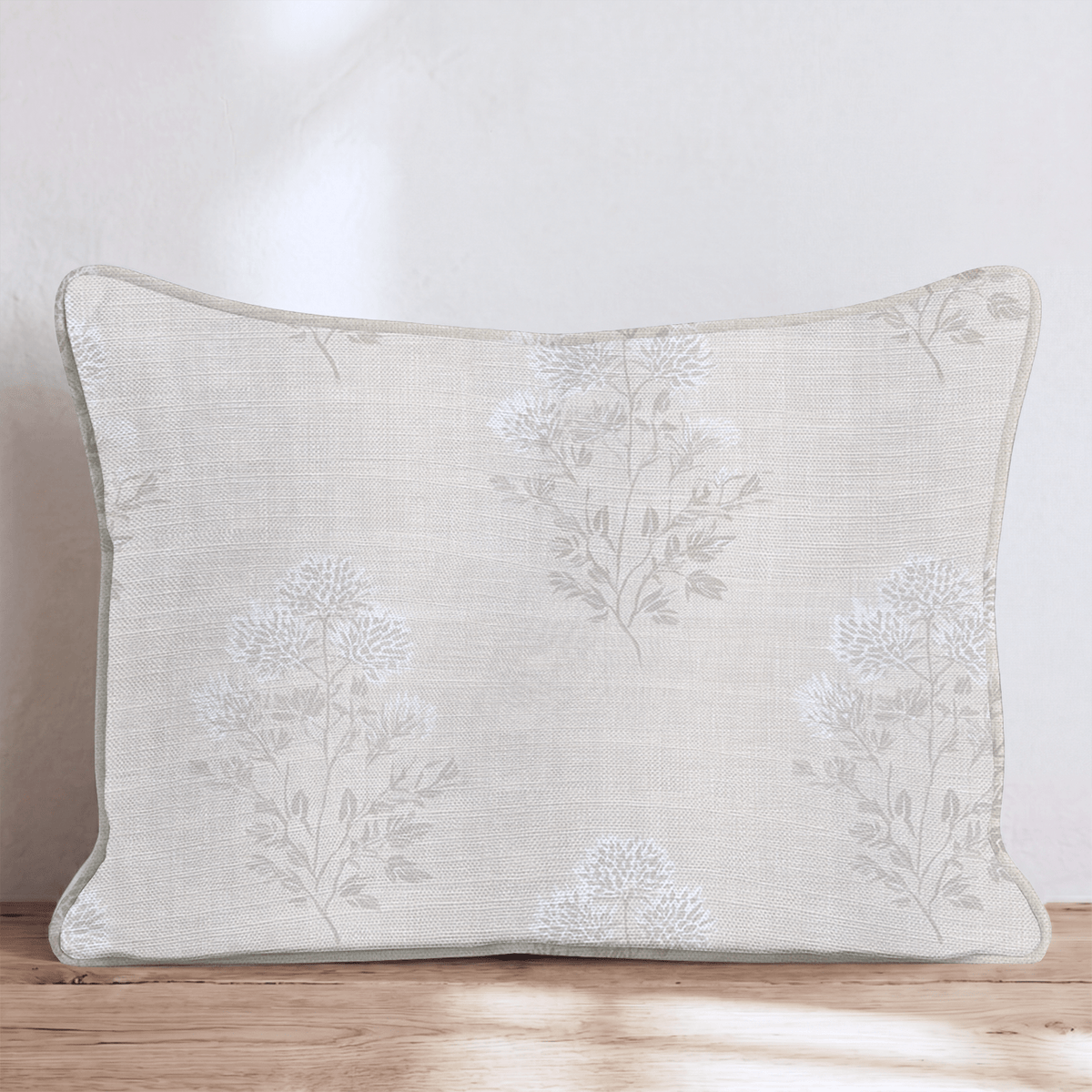 Oatmeal Textile Bloom Throw Pillow throw pillow - Hillcroft Home