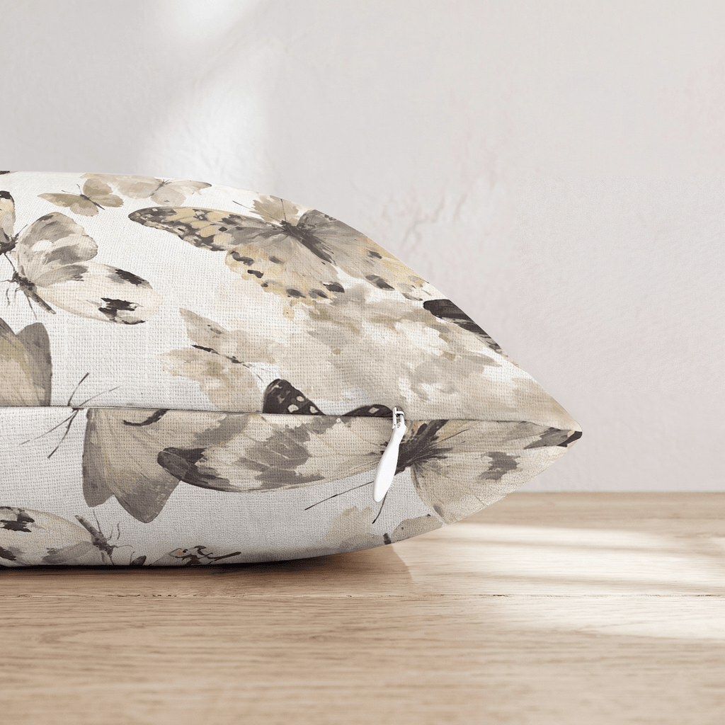 Oatmilk Butterflies Throw Pillow throw pillow - Hillcroft Home