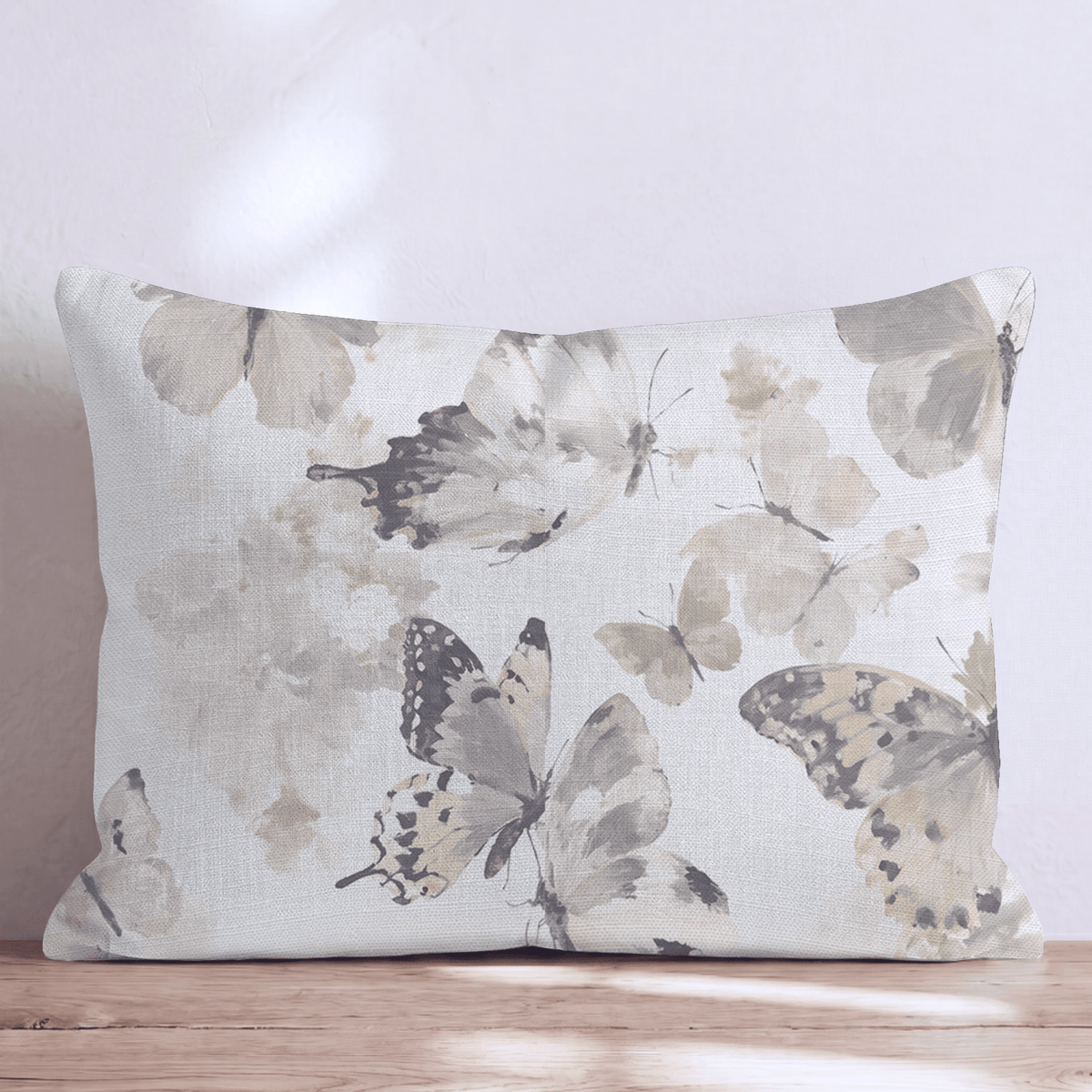Oatmilk Butterflies Throw Pillow throw pillow - Hillcroft Home