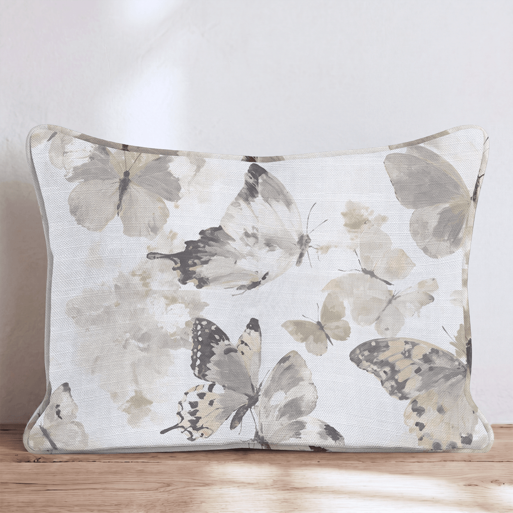 Oatmilk Butterflies Throw Pillow throw pillow - Hillcroft Home