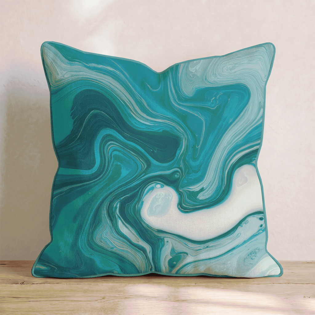 Ocean Marble Swirl Throw Pillow - Hillcroft Home