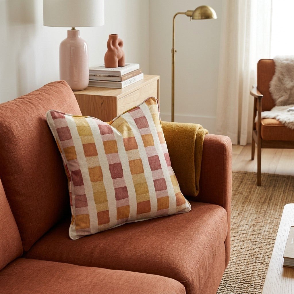 October Gingham Throw Pillow - Hillcroft Home