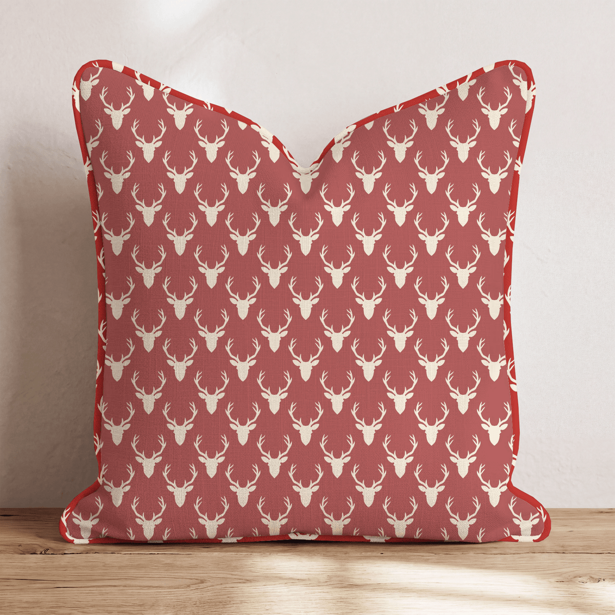 Oh Deer Red Throw Pillow throw pillow - Hillcroft Home