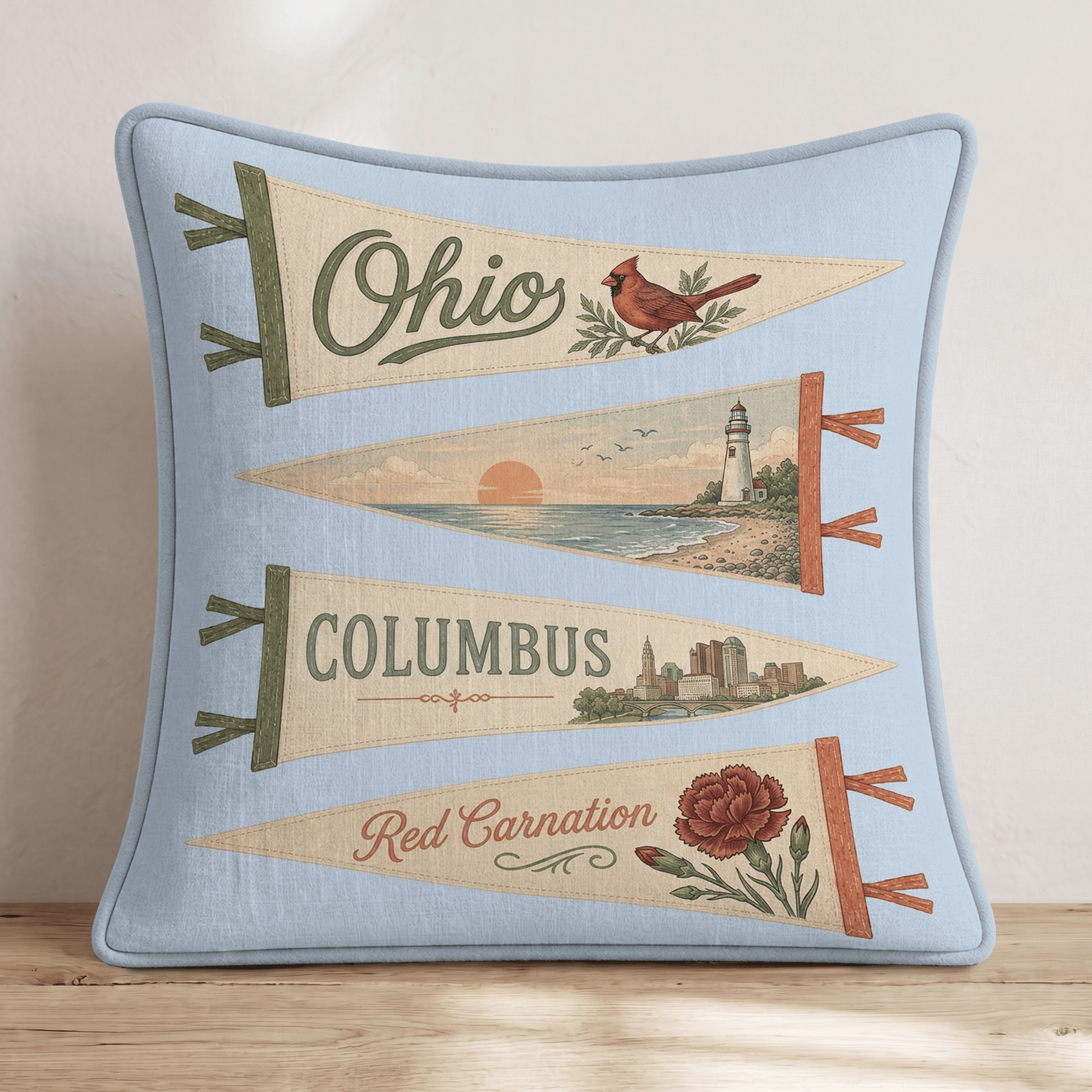 Ohio Pennant Throw Pillow - Hillcroft Home