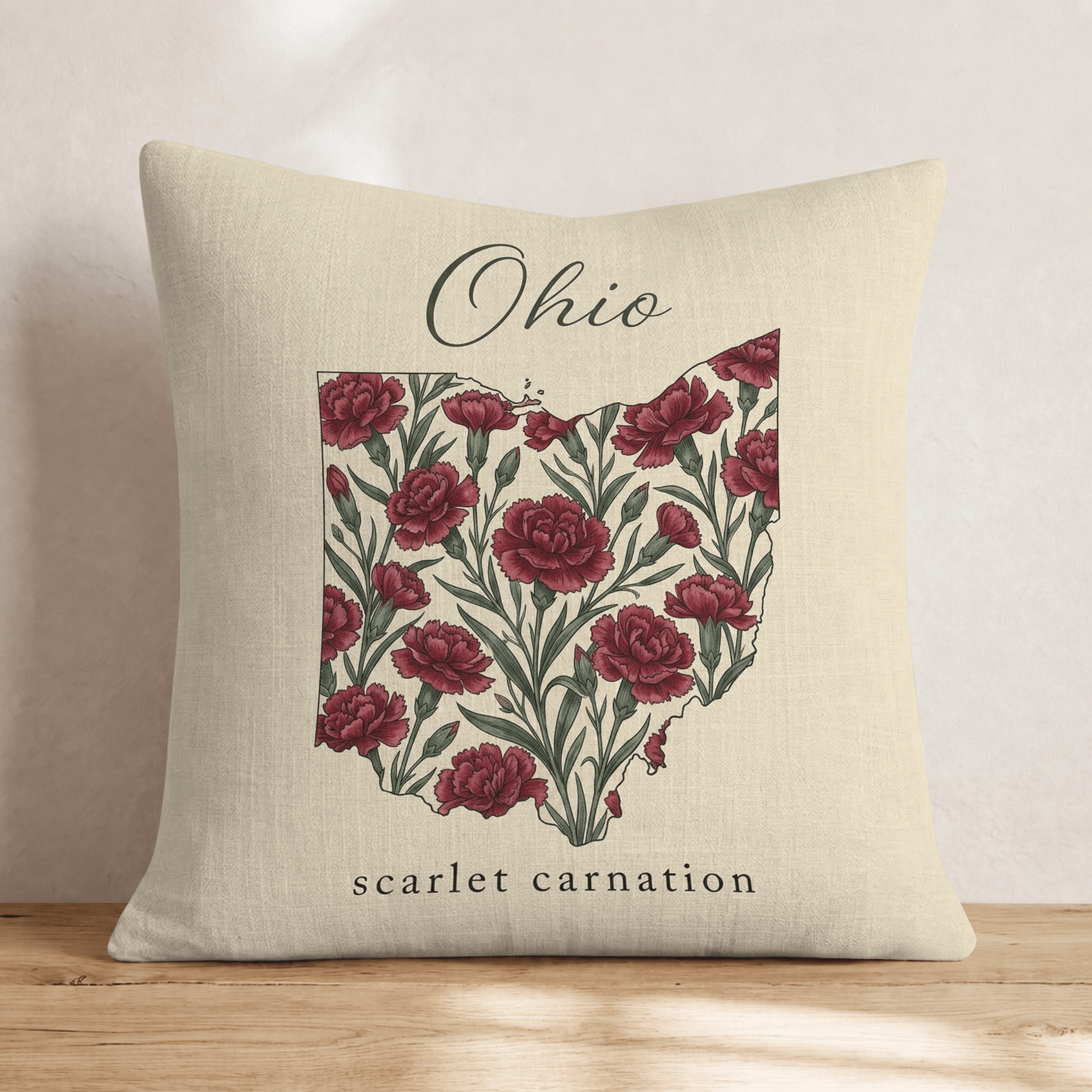 Ohio State Flower Throw Pillow - Hillcroft Home