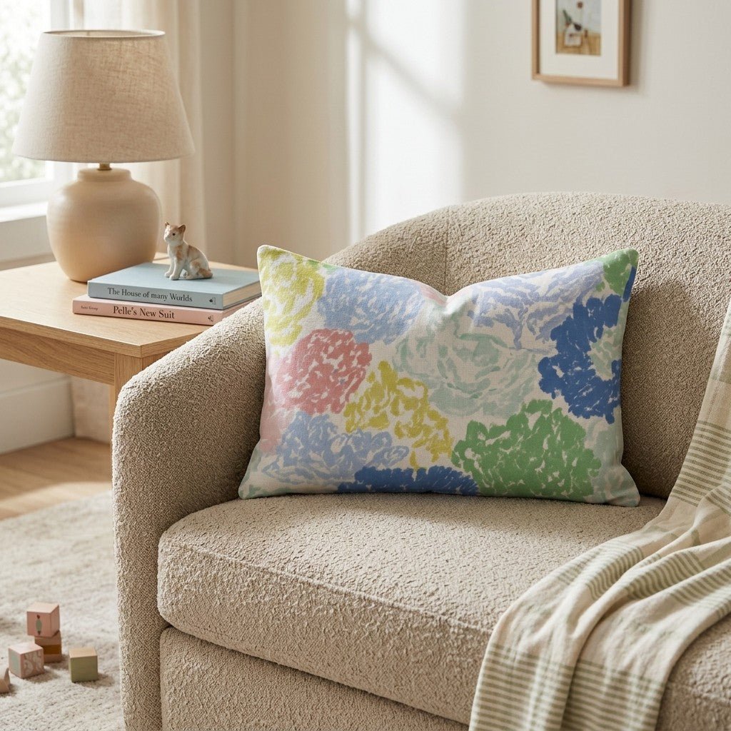 Oil Pastel Florals Throw Pillow - Hillcroft Home