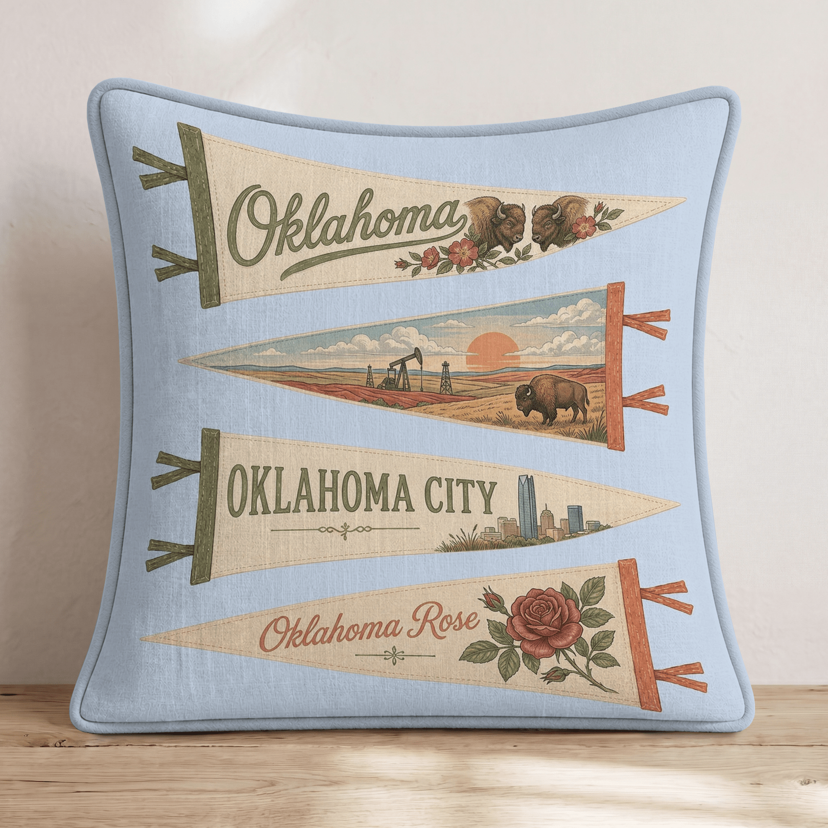 Oklahoma Pennant Throw Pillow - Hillcroft Home