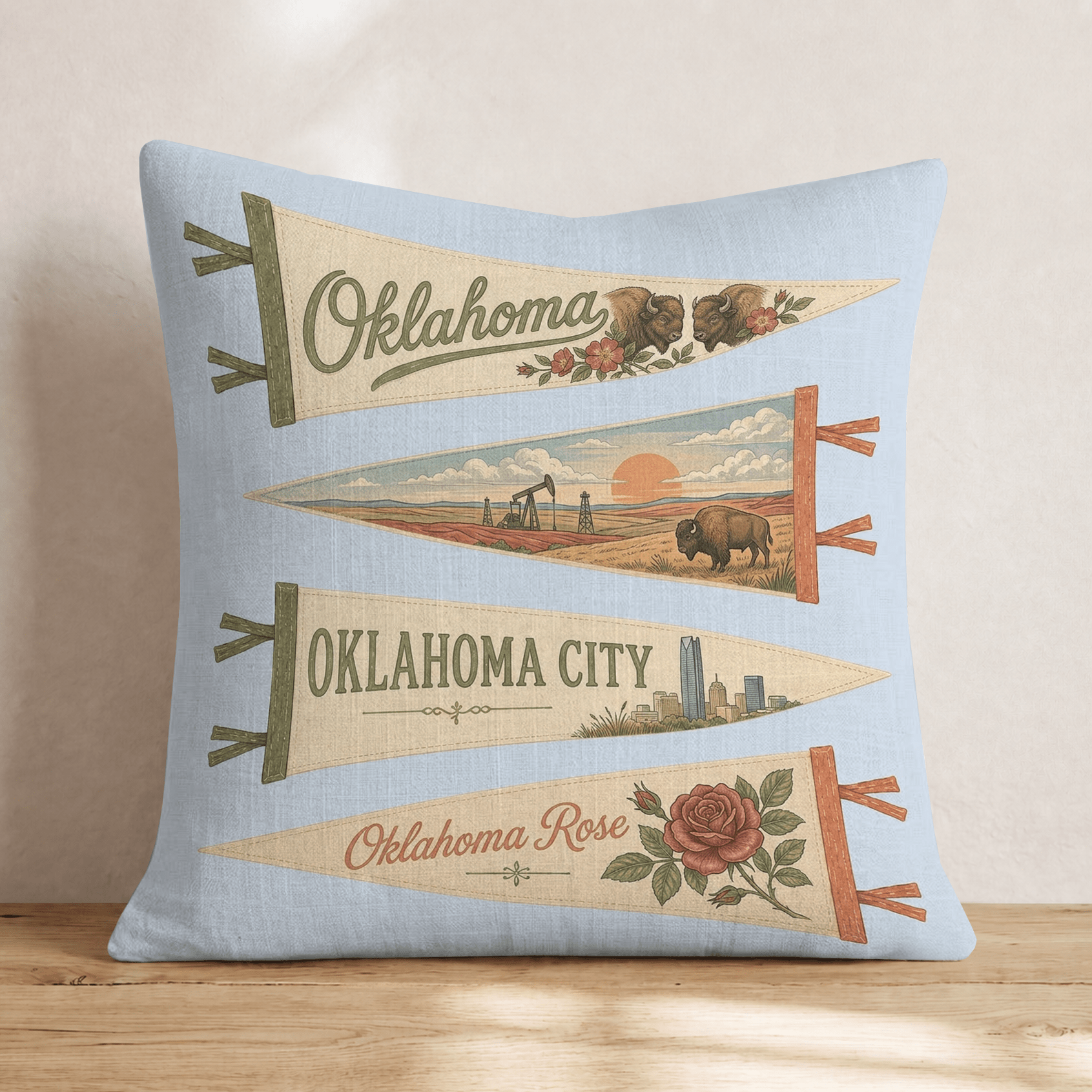 Oklahoma Pennant Throw Pillow - Hillcroft Home