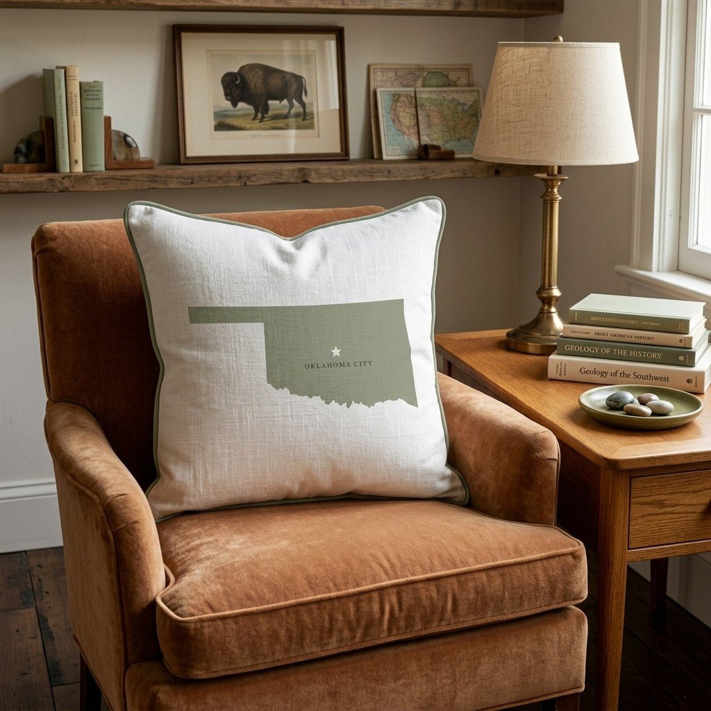 Oklahoma State Capital Throw Pillow - Hillcroft Home