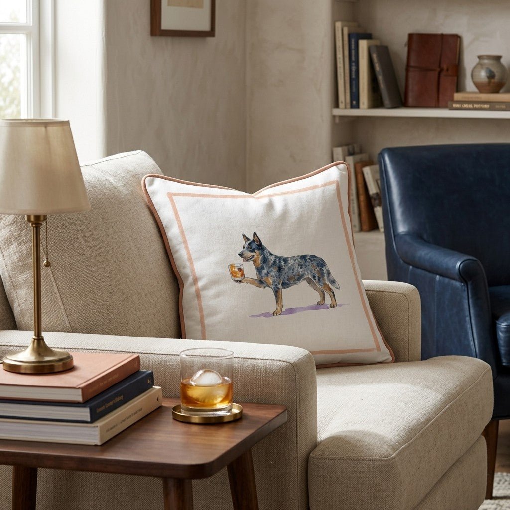 Old Fashion Cattle Dog Throw Pillow - Hillcroft Home