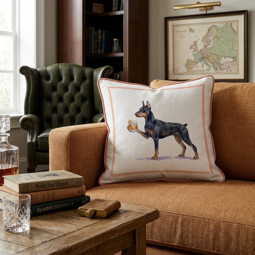 Old Fashion Doberman Throw Pillow - Hillcroft Home
