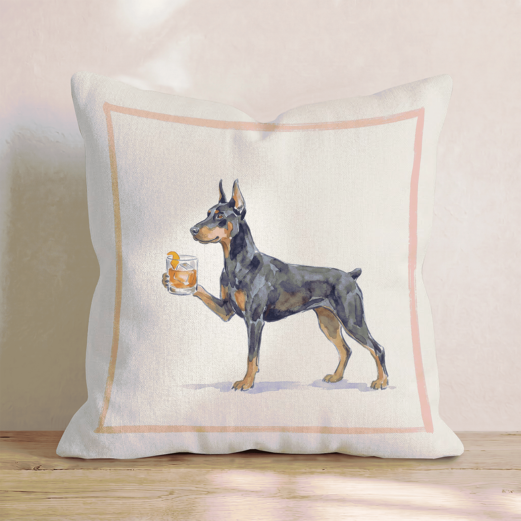 Old Fashion Doberman Throw Pillow - Hillcroft Home