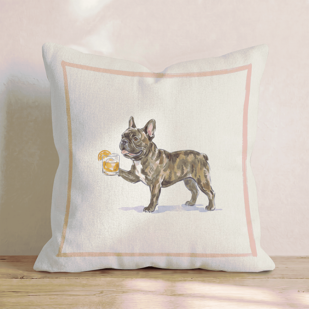 Old Fashion French Bulldog Throw Pillow - Hillcroft Home