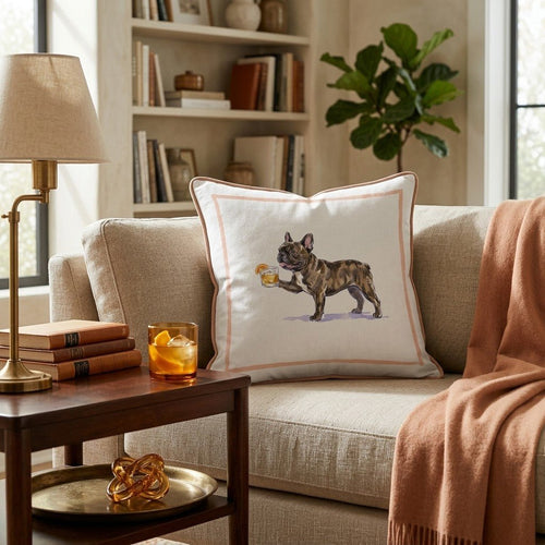 Old Fashion French Bulldog Throw Pillow - Hillcroft Home