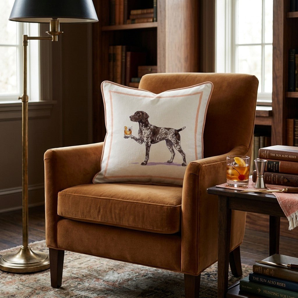 Old Fashion German Shorthaired Pointer Throw Pillow - Hillcroft Home
