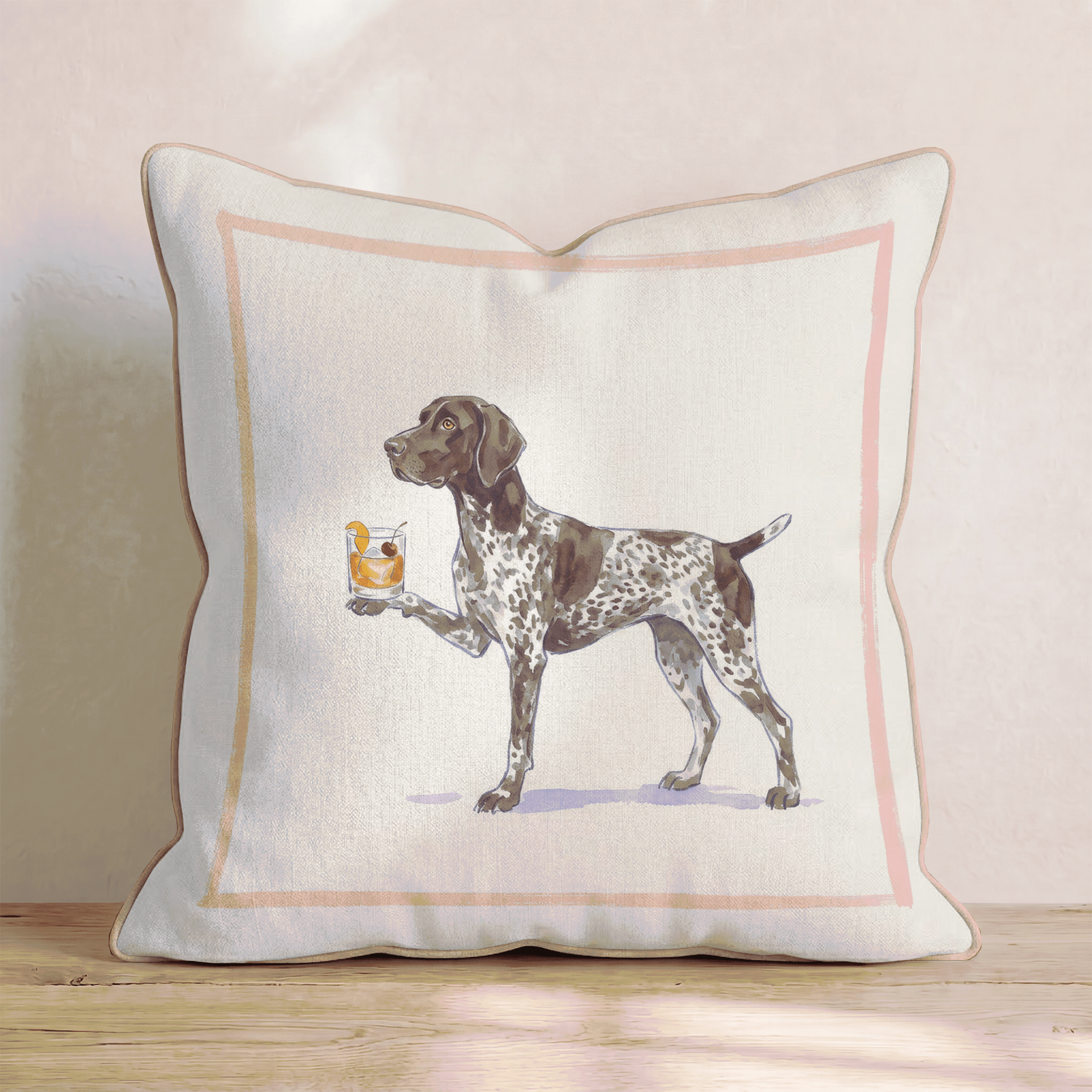 Old Fashion German Shorthaired Pointer Throw Pillow - Hillcroft Home