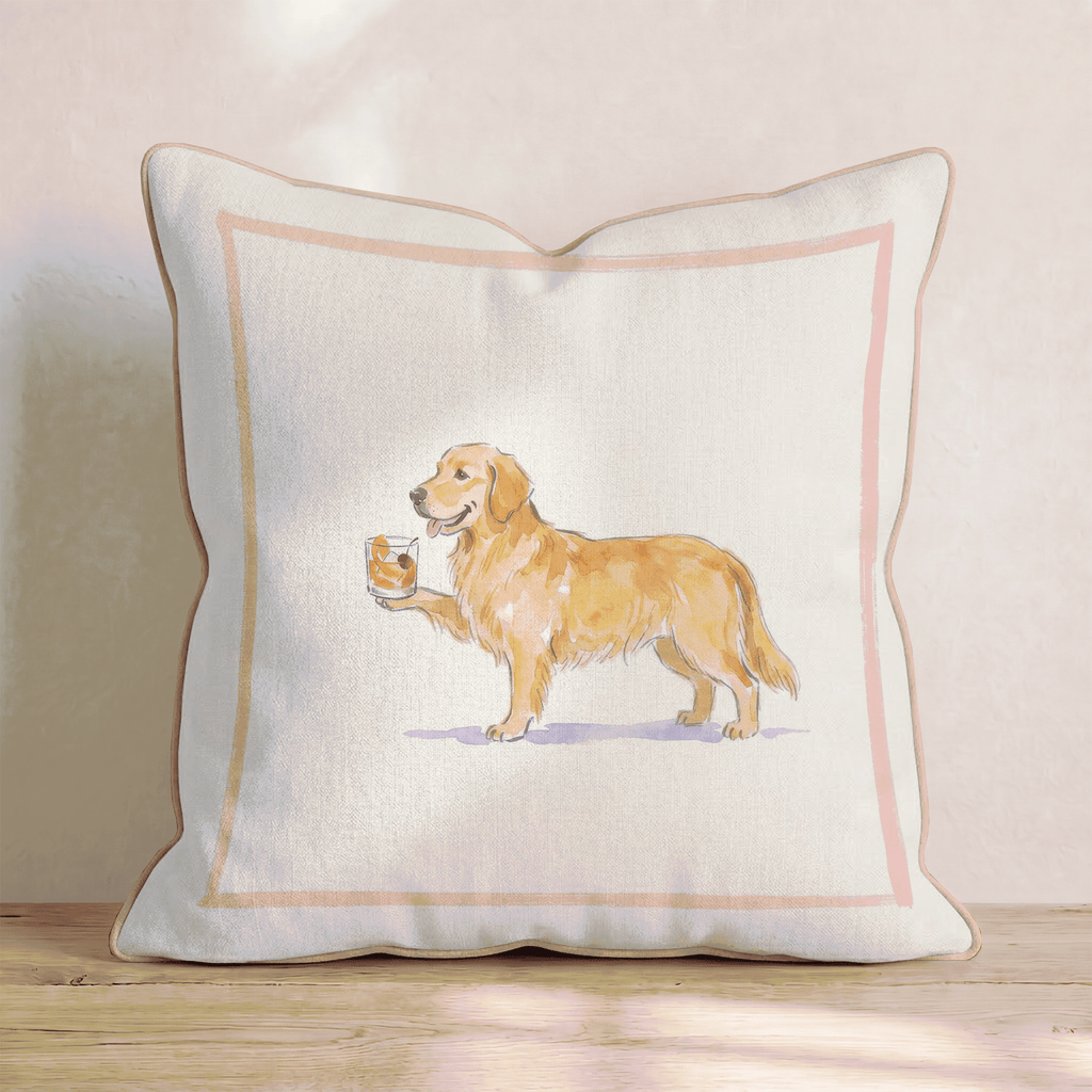 Old Fashion Golden Retriever Throw Pillow - Hillcroft Home