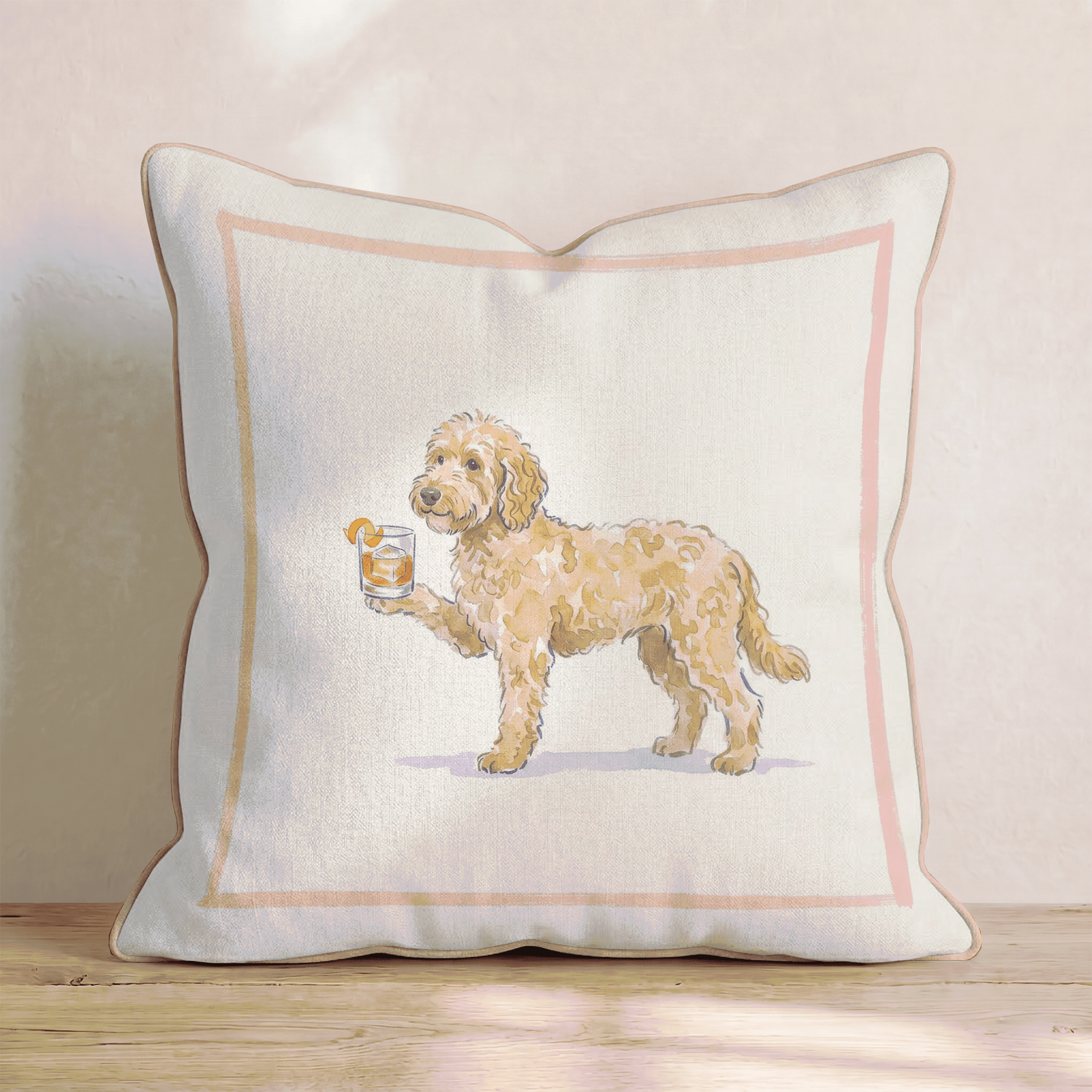 Old Fashion Goldendoodle Throw Pillow - Hillcroft Home