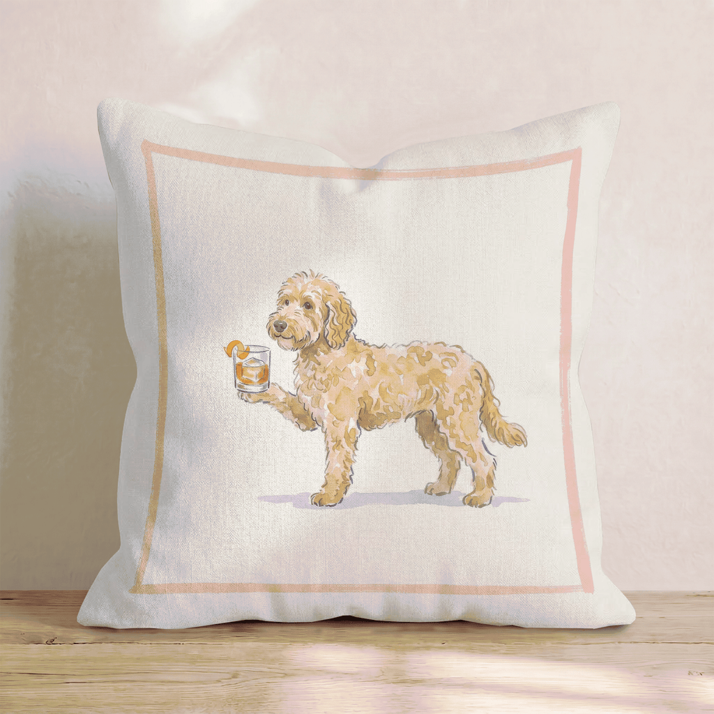 Old Fashion Goldendoodle Throw Pillow - Hillcroft Home