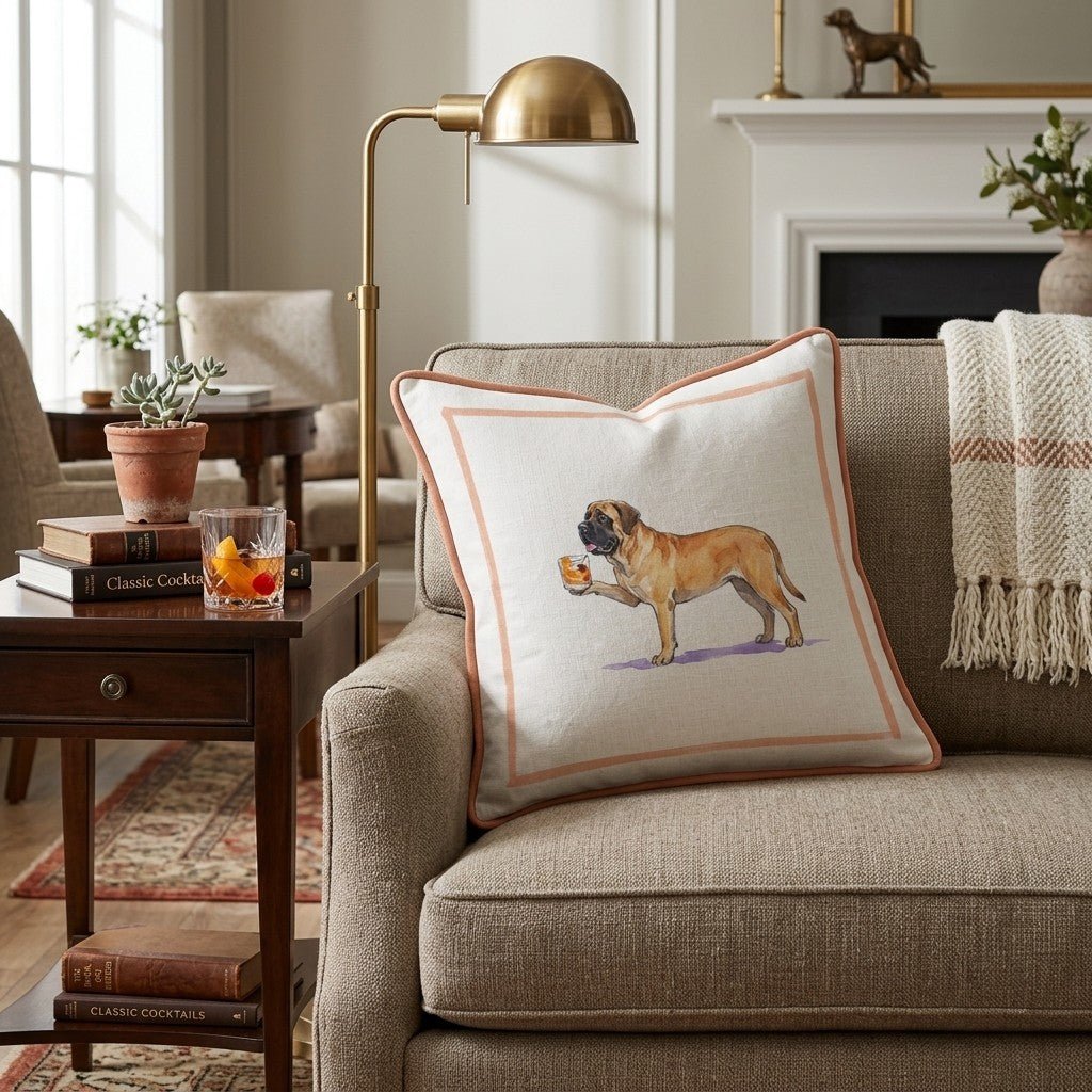 Old Fashion Mastiff Throw Pillow - Hillcroft Home