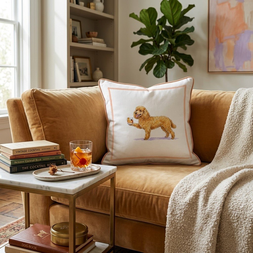 Old Fashion Toy Poodle Throw Pillow - Hillcroft Home