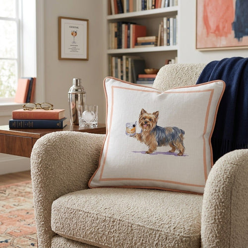 Old Fashion Yorkshire Terrier Throw Pillow - Hillcroft Home