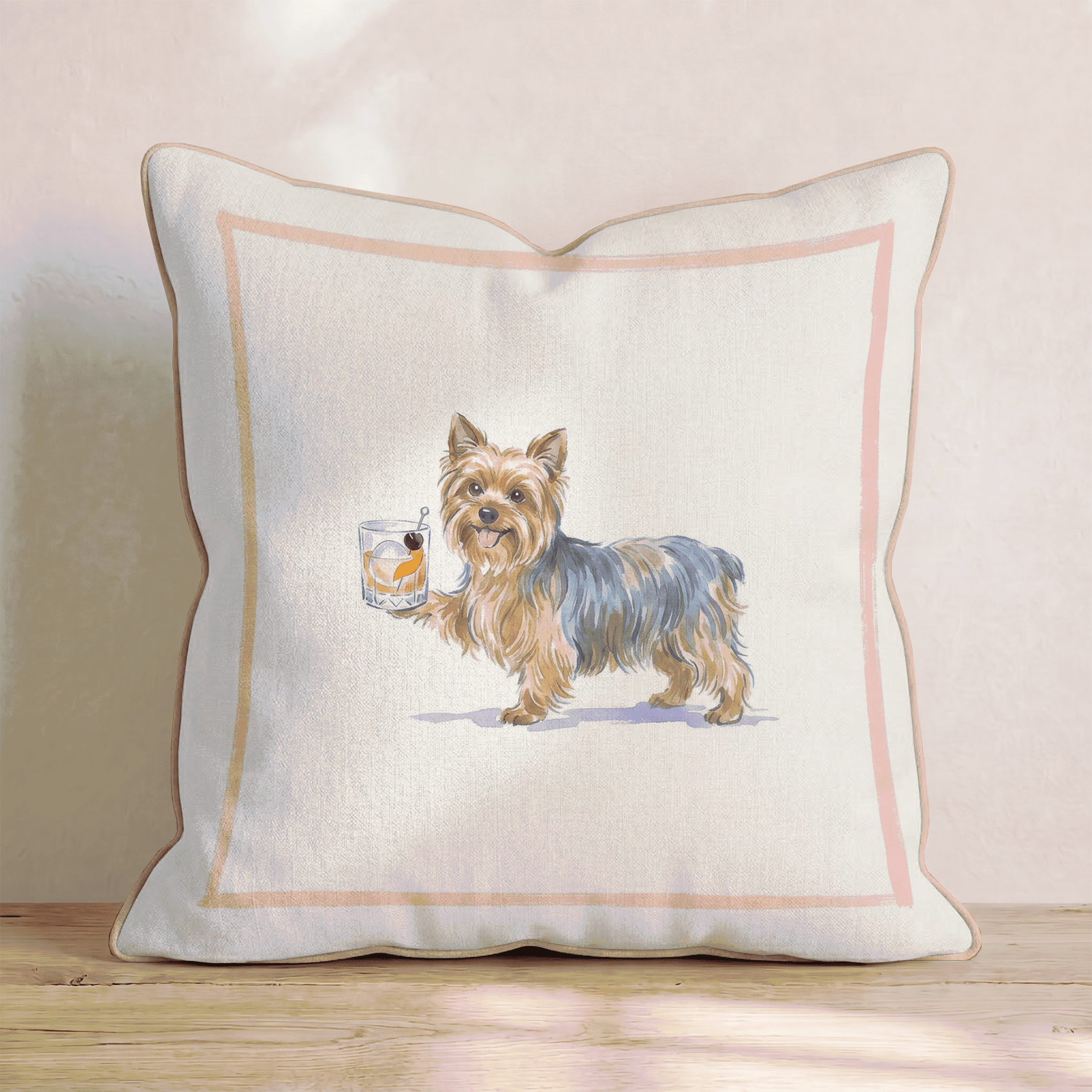 Old Fashion Yorkshire Terrier Throw Pillow - Hillcroft Home
