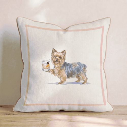 Old Fashion Yorkshire Terrier Throw Pillow - Hillcroft Home