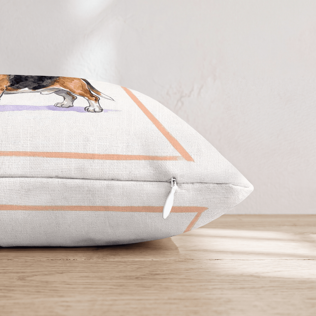 Old Fashioned Basset Hound Throw Pillow - Hillcroft Home