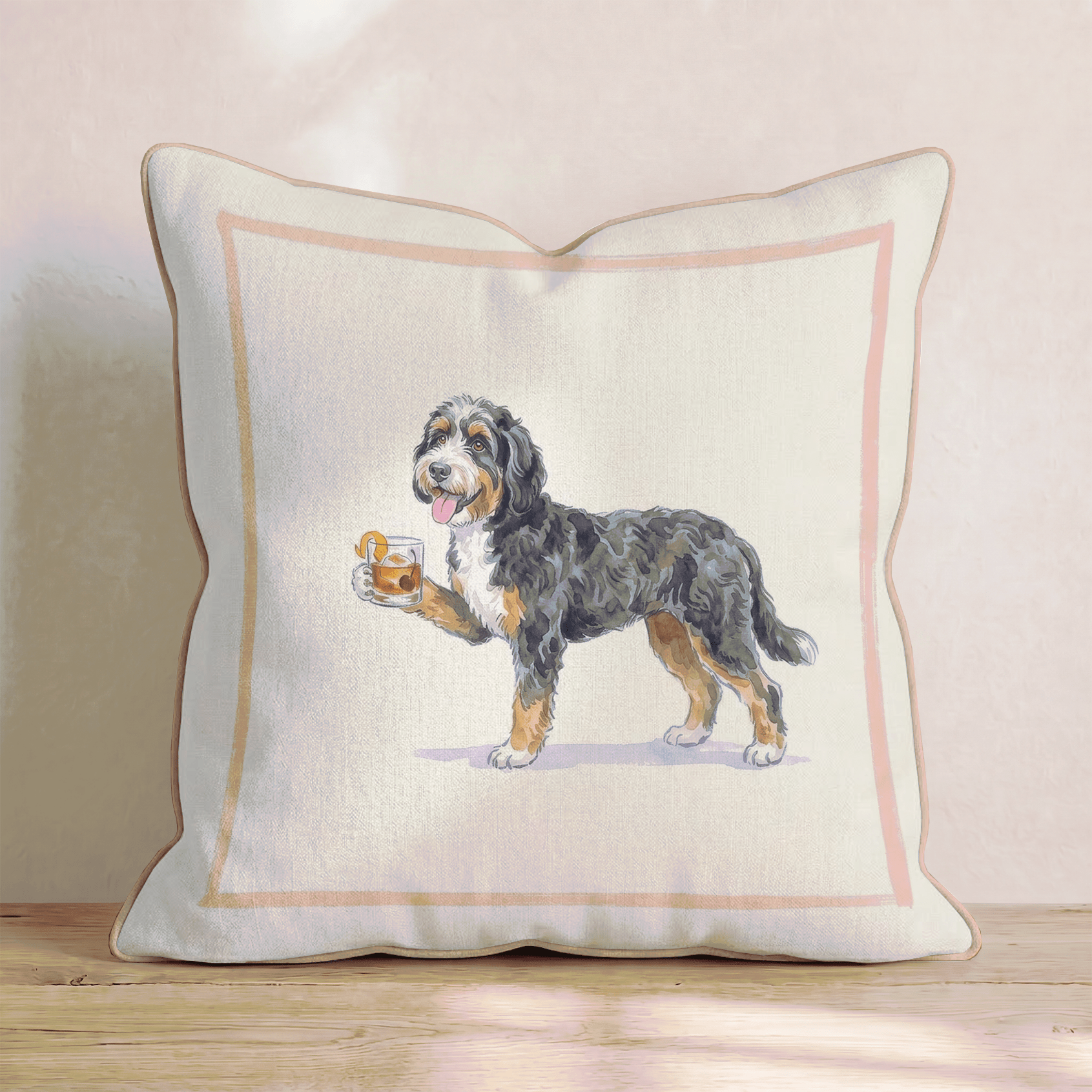 Old Fashioned Bernedoodle Throw Pillow - Hillcroft Home