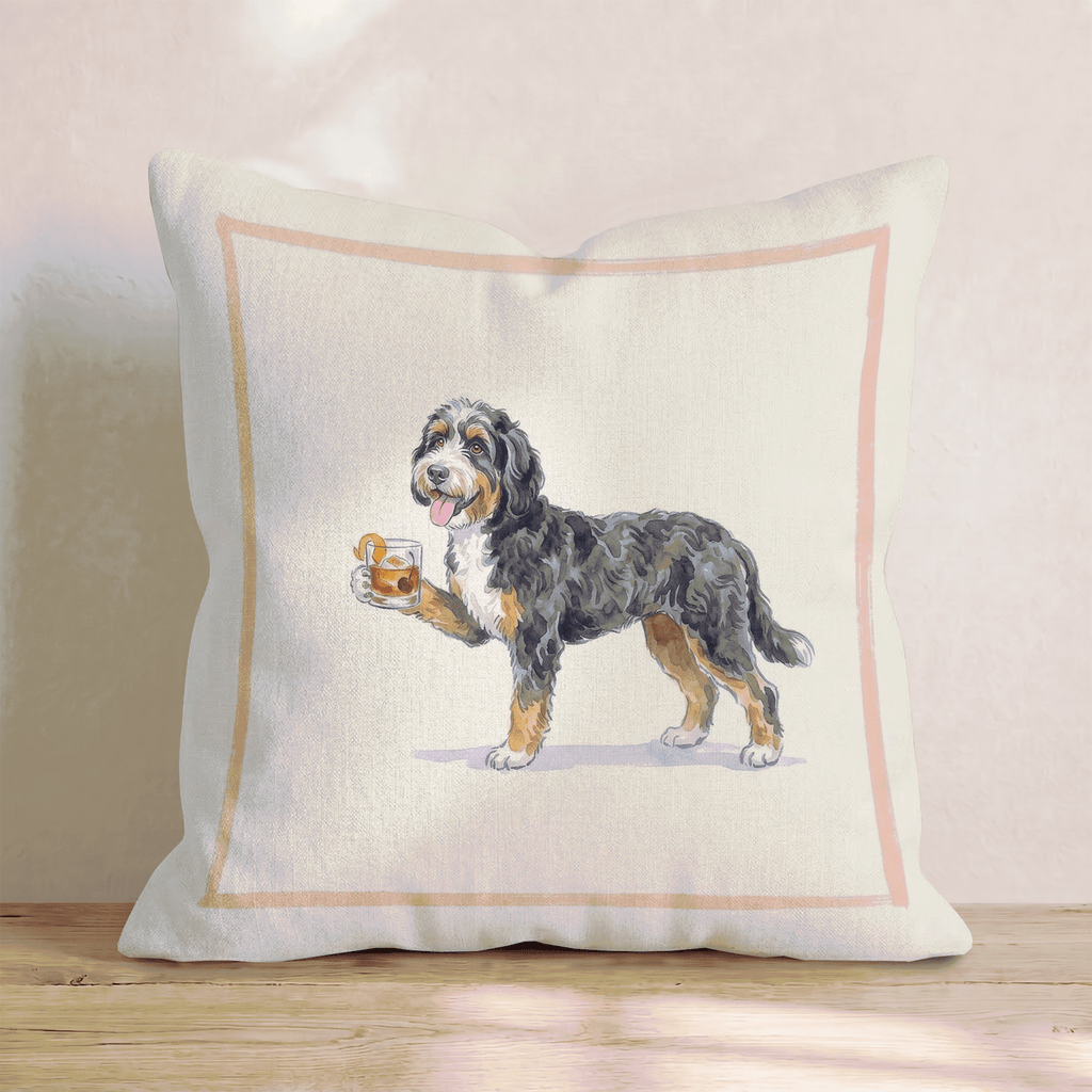 Old Fashioned Bernedoodle Throw Pillow - Hillcroft Home
