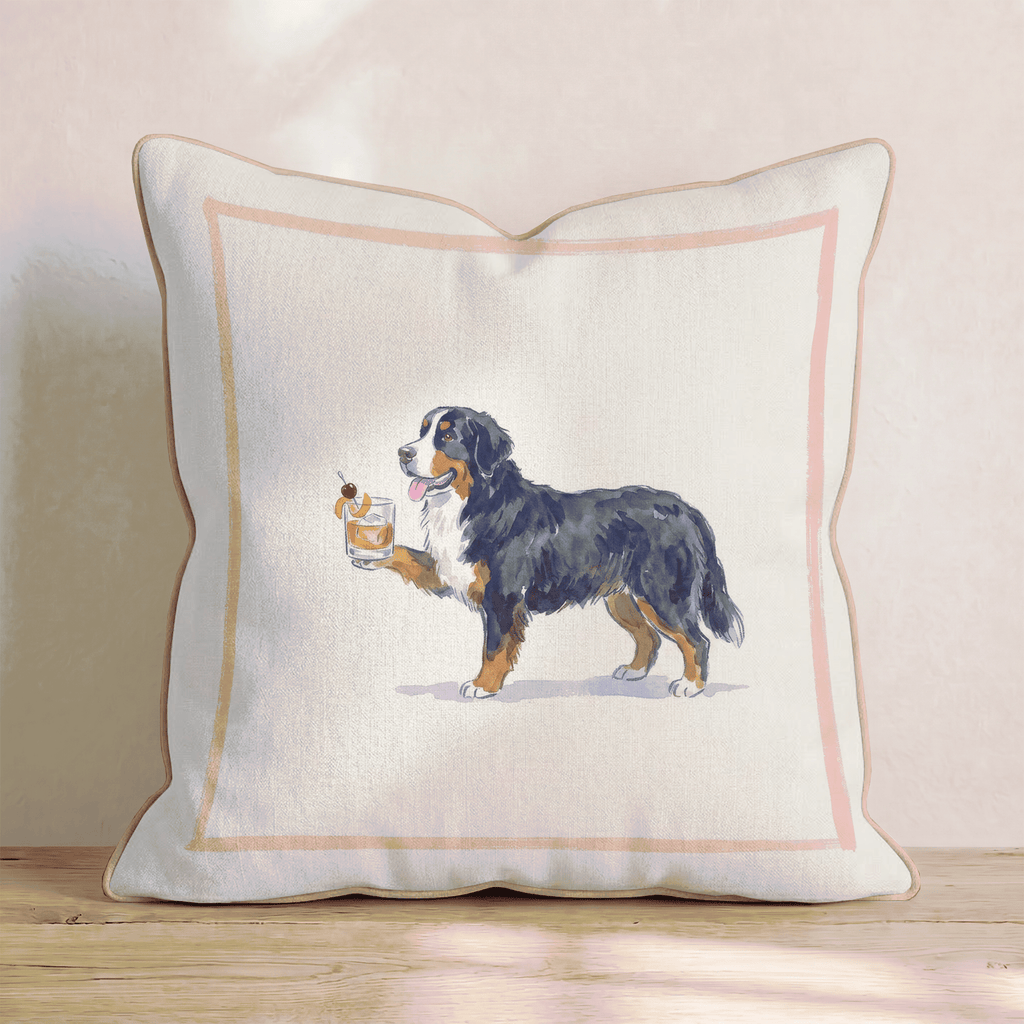 Old Fashioned Bernese Mountain Dog Throw Pillow - Hillcroft Home