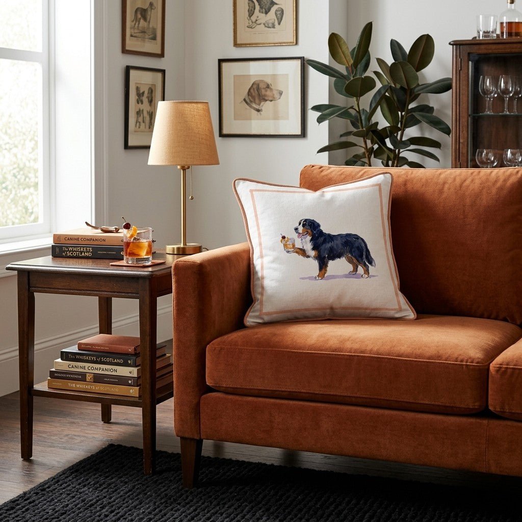 Old Fashioned Bernese Mountain Dog Throw Pillow - Hillcroft Home
