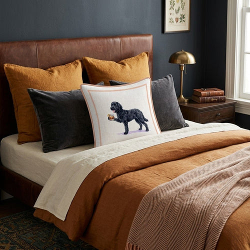 Old Fashioned Black Goldendoodle Throw Pillow - Hillcroft Home