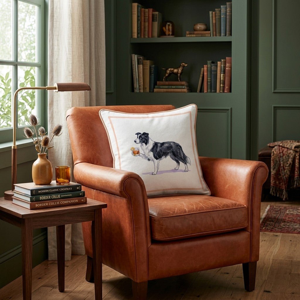 Old Fashioned Border Collie Throw Pillow - Hillcroft Home