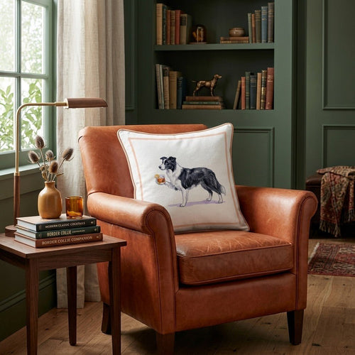 Old Fashioned Border Collie Throw Pillow - Hillcroft Home
